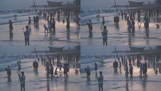 海边的人们欣赏着海景高清在线视频素材下载