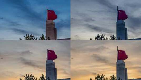 八一广场南昌起义纪念塔日出高清在线视频素材下载