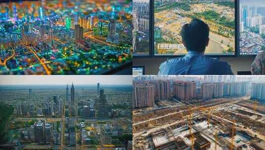 现代化城市发展：新发展区规划建筑拔地而起高清在线视频素材下载