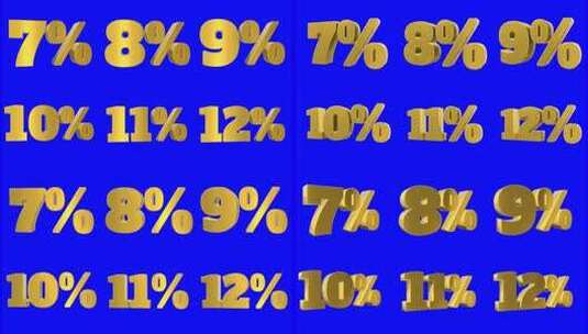 一组黄金百分比数字3d动画移动无缝循环孤高清在线视频素材下载