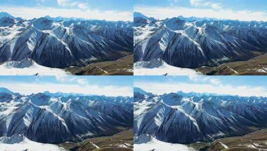 新疆天山山脉雪山山峰山脉航拍风景高清在线视频素材下载