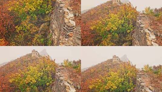 北京秋天司马台长城群山红叶大气宣传片高清在线视频素材下载