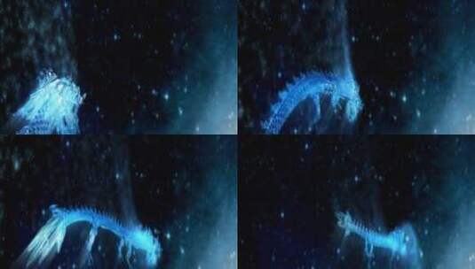 龙蓝色粒子龙飞龙三维动画高清在线视频素材下载