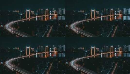 武汉鹦鹉洲大桥夜景延时高清在线视频素材下载