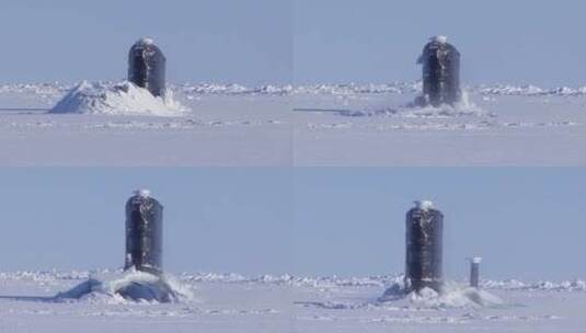 潜水艇浮出北冰洋水面高清在线视频素材下载