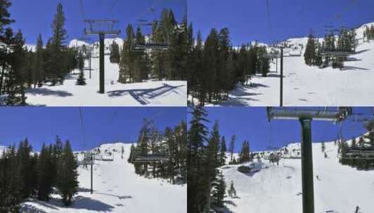 乘坐滑雪缆车的视角动画高清在线视频素材下载
