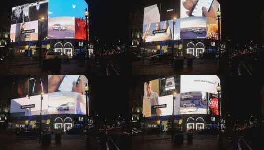 建筑物上方的发光广告牌高清在线视频素材下载