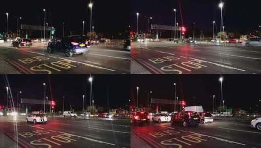 在红绿灯前停下的车辆高清在线视频素材下载
