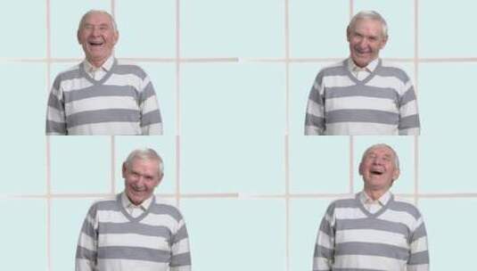 开心大笑的白发老人高清在线视频素材下载