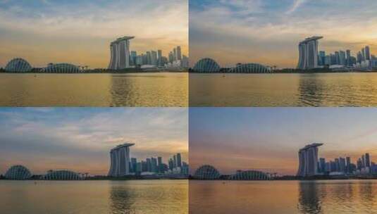 日落的天空和新加坡摩天大楼高清在线视频素材下载