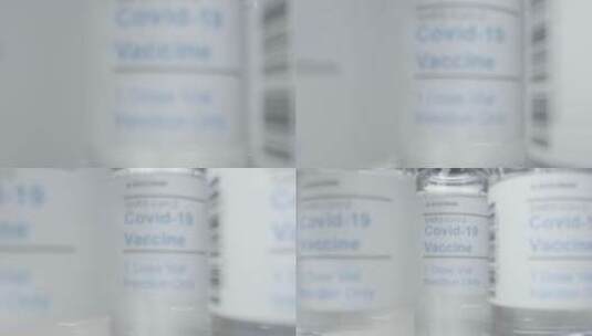 滑动特写镜头揭示几小瓶冠状病毒疫苗高清在线视频素材下载