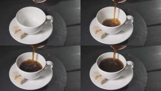 将咖啡倒入白色杯子中高清在线视频素材下载