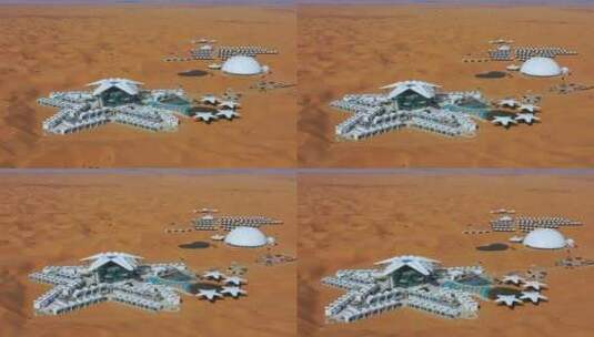 航拍中卫沙坡头腾格里沙漠星星酒店高清在线视频素材下载