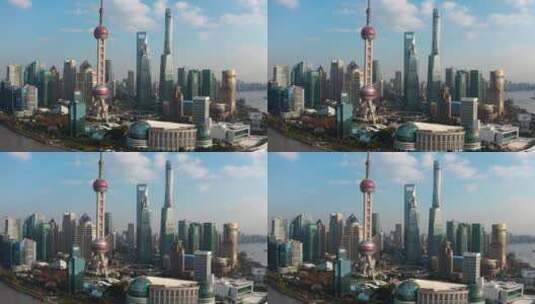 航拍上海陆家嘴城市风光4K高清在线视频素材下载