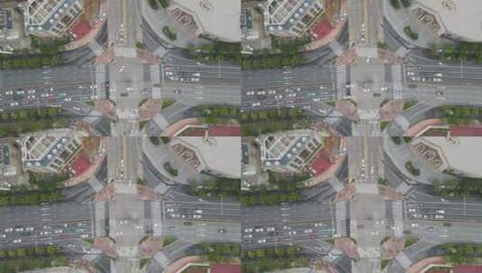 航拍城市十字交叉路口车流量高清在线视频素材下载