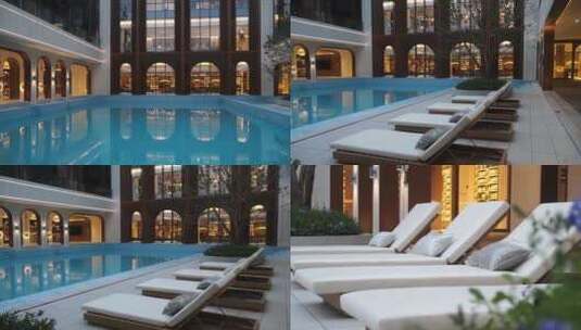 酒店游泳池 游泳池高清在线视频素材下载