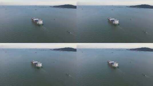 珠江口上的货轮高清在线视频素材下载