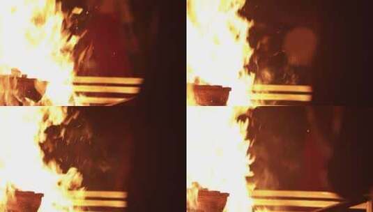 篝火中木材燃烧视频素材3高清在线视频素材下载