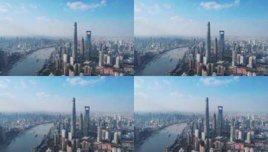航拍上海陆家嘴金融中心现代城市风光高清在线视频素材下载