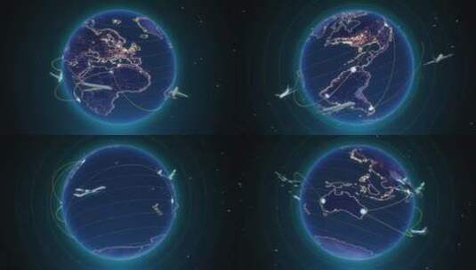 三维地球转动飞机高清在线视频素材下载