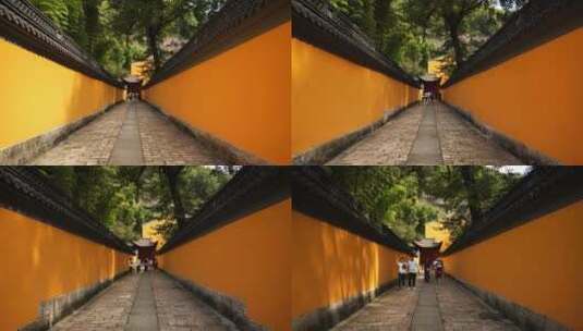 新昌大佛寺内的各种长廊，过道高清在线视频素材下载