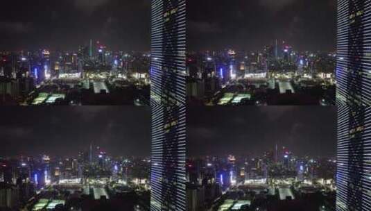 广州天河珠江新城航拍写字楼住宅夜景高清在线视频素材下载