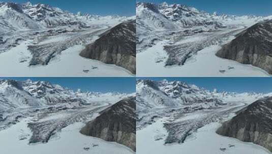 大气震撼航拍冬季来古冰川高清在线视频素材下载