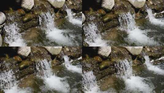 慢镜头下的小河溪水流动高清在线视频素材下载