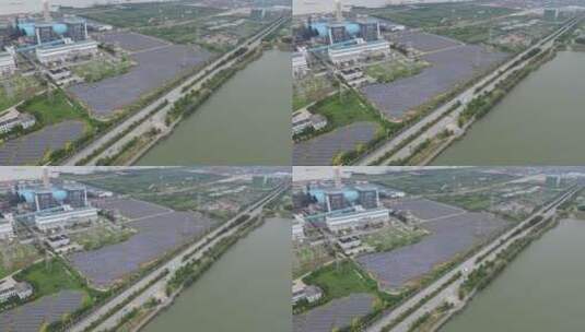 工业生产湖南岳阳电厂航拍高清在线视频素材下载