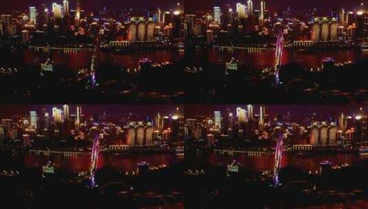 重庆江景夜景桥梁航拍素材高清在线视频素材下载