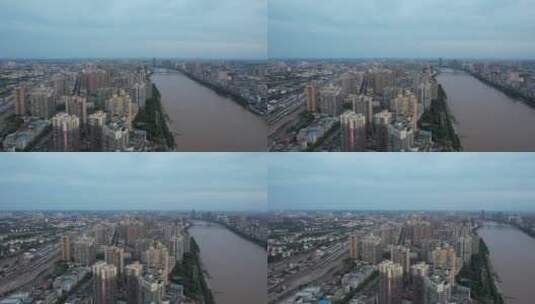 航拍湖南衡阳城市建筑湘江风光高清在线视频素材下载