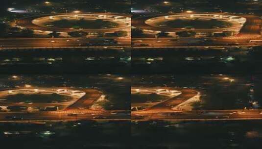 城市航拍山东济南城市夜景交通高清在线视频素材下载