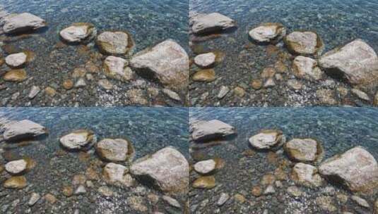 新疆浅滩鹅卵石海浪高清素材高清在线视频素材下载