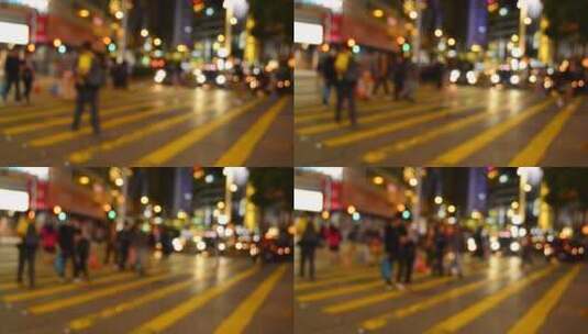 延时拍摄香港穿越城市街道斑马线的人群高清在线视频素材下载