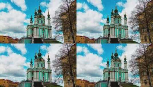 乌克兰东正教堂的延时摄影高清在线视频素材下载