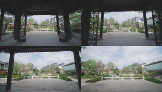 中式合院江南园林别墅院子景观高清在线视频素材下载