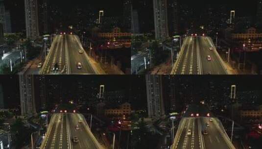 上海北横通道入口航拍夜景高清在线视频素材下载