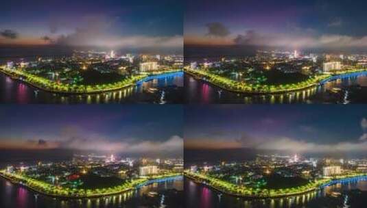 广东省汕尾城市夜景延时高清在线视频素材下载