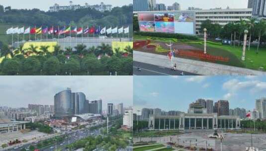 南宁2022东盟博览会航拍高清在线视频素材下载