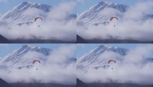 滑翔伞在空中飞行高清在线视频素材下载