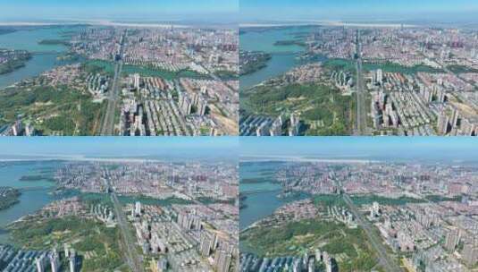 4K航拍鸟瞰岳阳市城区全景高清在线视频素材下载