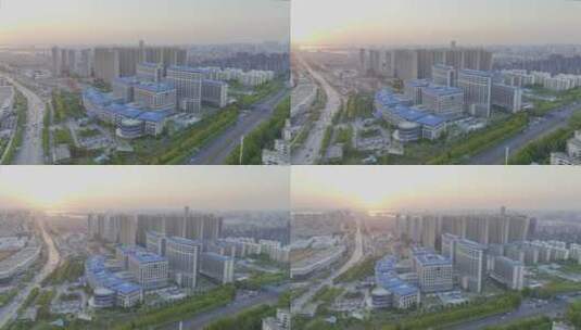 武汉大学人民医院光谷院区日落黄昏镜头高清在线视频素材下载