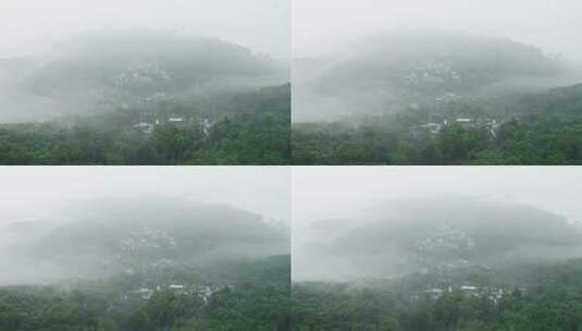 杭州西湖景区南高峰翁家山村云雾航拍高清在线视频素材下载