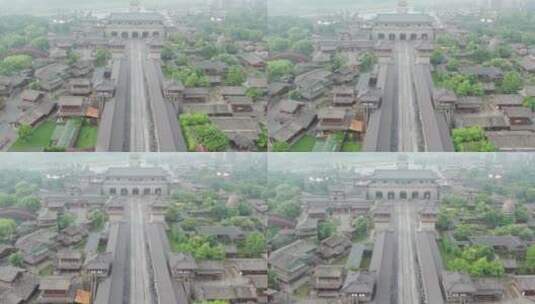 湖北襄阳市唐城建筑群航拍高清在线视频素材下载