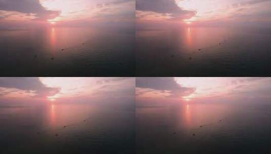海南琼海海边日出航拍4k视频高清在线视频素材下载