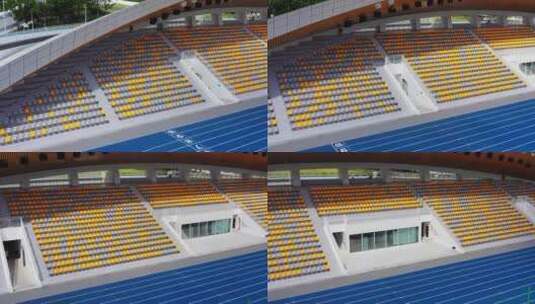 深圳龙华文体中心球场座位大景右侧移高清在线视频素材下载