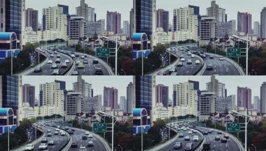 上海浦西静安区延安高架高清在线视频素材下载