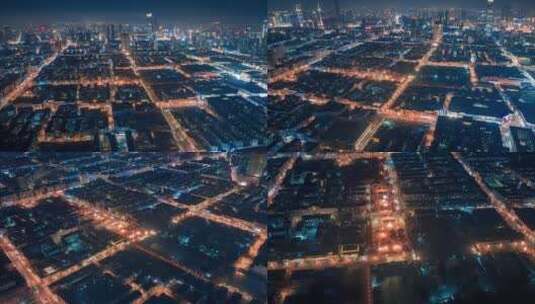 辽宁沈阳中街城市夜景航拍延时摄影高清在线视频素材下载