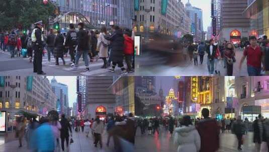 上海南京路步行街人群高清在线视频素材下载