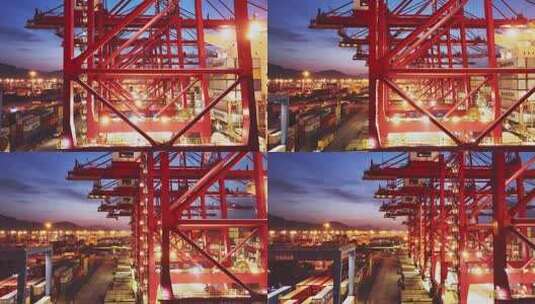 集装箱码头港口夜景高清在线视频素材下载